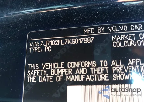 2019 Volvo S60 T5 Inscription z USA, uszkodzony, nr VIN 7JR102FL7KG017987